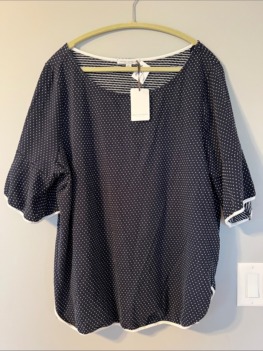 Green Envelope- Polka Dot Scoop Neck Women’s Top